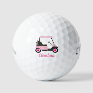 Create Your Own Personalised Name Pink Golf Cart  Golf Balls