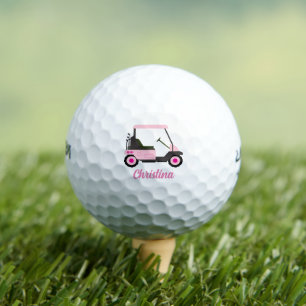 Create Your Own Personalised Name Pink Golf Cart Golf Balls
