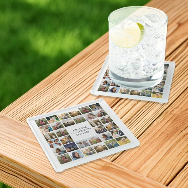 Create Your Own Personalised Photo Collage Glass Coaster (Creator Uploaded)