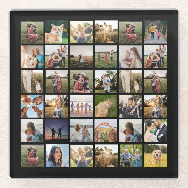 Create Your Own Personalised Photo Collage Glass Coaster (Front)