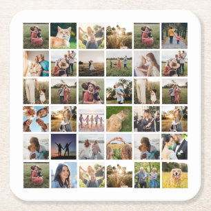 Create Your Own Personalised Photo Collage Square Paper Coaster