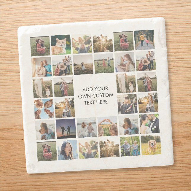 Create Your Own Personalised Photo Collage Stone Coaster (Creator Uploaded)