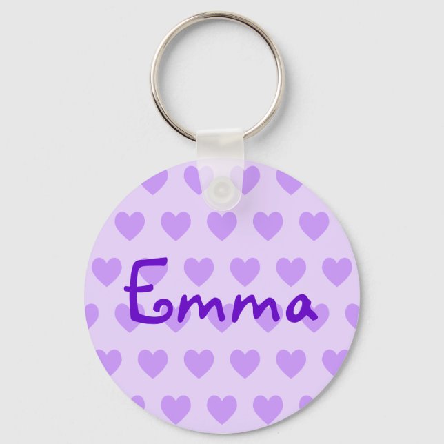 Create Your Own Personalised Purple Polka Hearts Key Ring (Front)