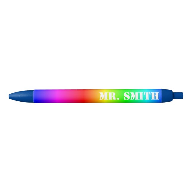 Create Your Own Personalised Rainbow Gradient Blue Ink Pen (Front)