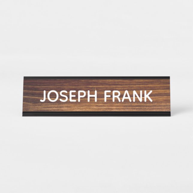 Create Your Own Personalised Rustic Wood Photo Desk Name Plate (Front)