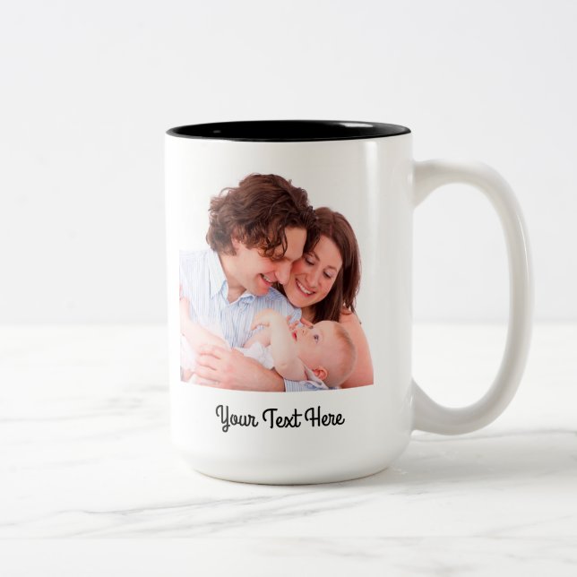 Create Your Own Personalised Text and Photo Two-Tone Coffee Mug (Right)
