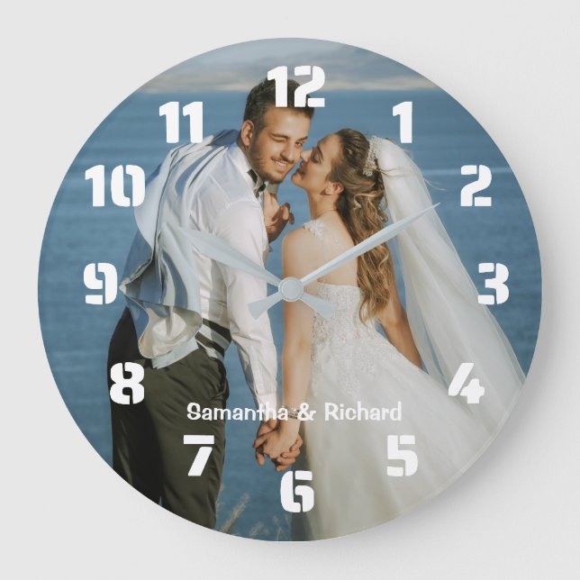 Create Your Own Personalised Wedding Photo  Large Clock (Front)