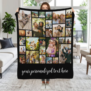 Create Your Own Personalized 28 Photo Collage Fleece Blanket