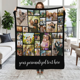 Create Your Own Personalized 28 Photo Collage Fleece Blanket