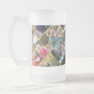 Create Your Own Personalized 6 Photo Collage Frosted Glass Beer Mug