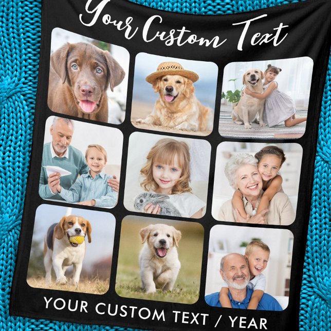 Create Your Own Personalized 9 Picture Collage Fleece Blanket (Creator Uploaded)
