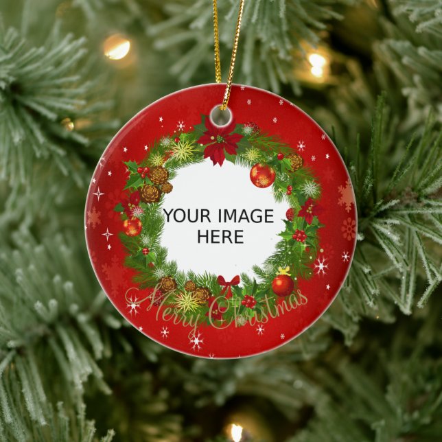 Create your own personalized Christmas Photo Ceramic Ornament (Tree)