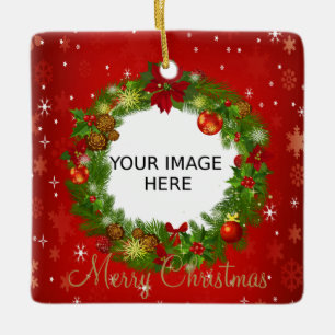 Create your own personalized Christmas Photo Ceramic Ornament