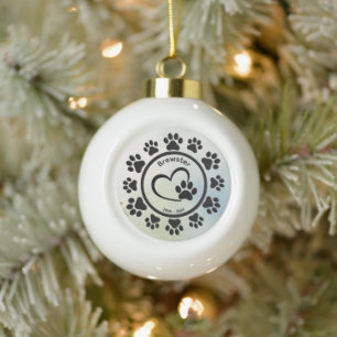 Create Your Own Personalized Pet Memorial Ceramic Ball Christmas Ornament