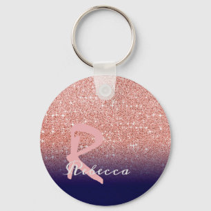 Create Your Own Personalized Rose Glitter Ombre Key Ring