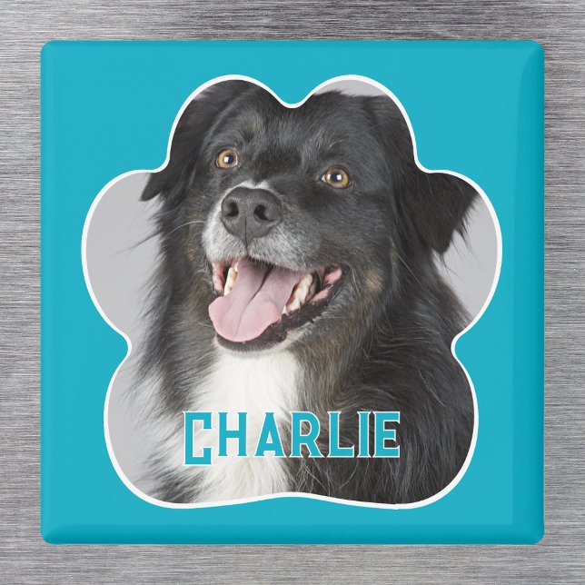 Create Your Own Pet Dog Photo Magnet (Dog Photo Magnet. Create your own personalized paw print design complete with name. )