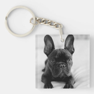 Create Your Own Pet Photo Black and White Key Ring