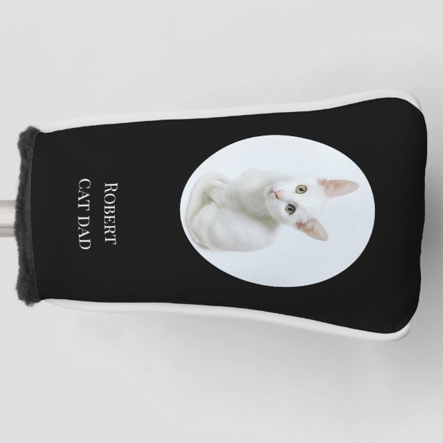 Create Your Own Pet Photo Cat Dad Black Golf Head Cover (Front)