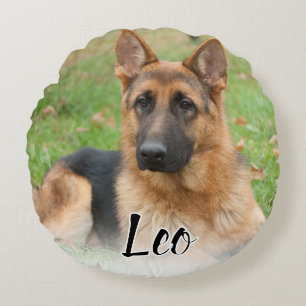 Create Your Own Pet Photo Custom Picture Name Round Cushion