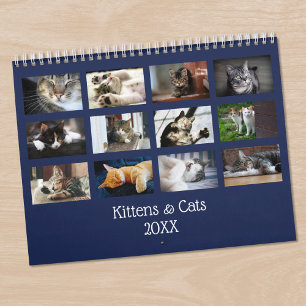 Create Your Own Pet Photo Navy Blue Cover Calendar
