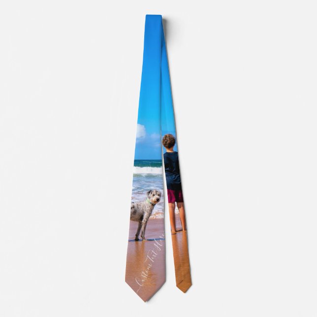 Create Your Own Pet Photo Neck Tie Custom Text (Front)