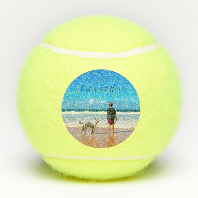 Create Your Own Pet Photo Tennis Balls Custom Text (Back)