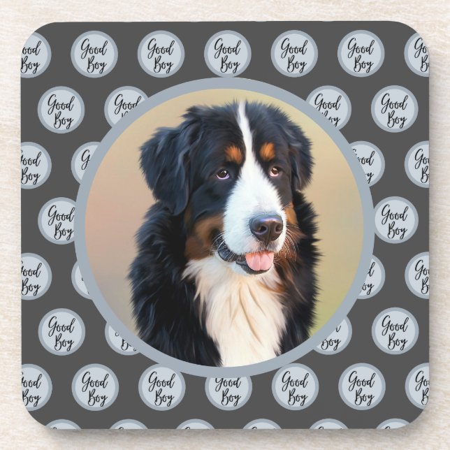 Create Your Own Pet Portrait Photo Modern Gray Coaster (Front)