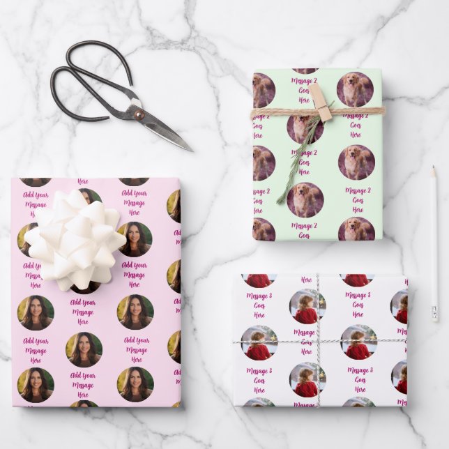 Create Your Own Photo and Message Personalized Wrapping Paper Sheet (Front)