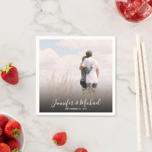 Create your own photo bride and groom wedding napkin
