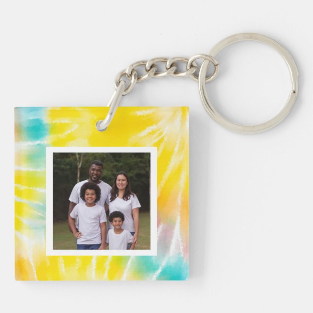 Create Your Own Photo Bright Tie Dye Keychain (Back)