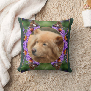 Create Your Own Photo Butterfly Aster Flower Frame Cushion