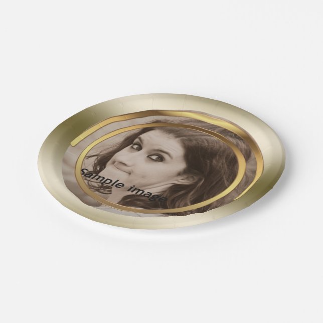 Create Your Own Photo | Chic Gold Metallic Party Paper Plate (Angled)