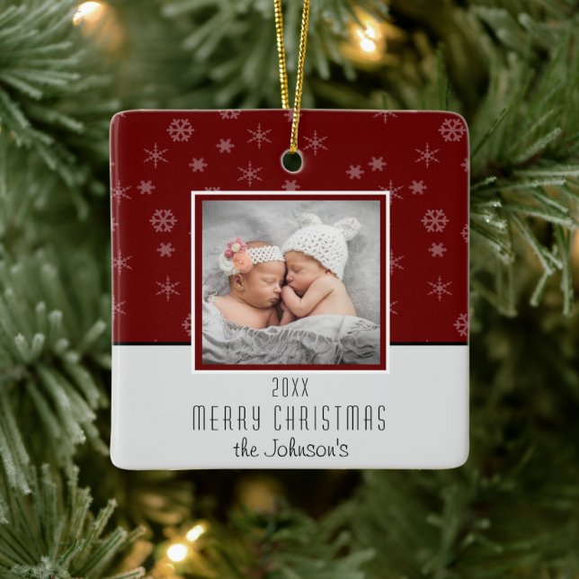 Create Your Own Photo Christmas Ceramic Ornament (Tree)
