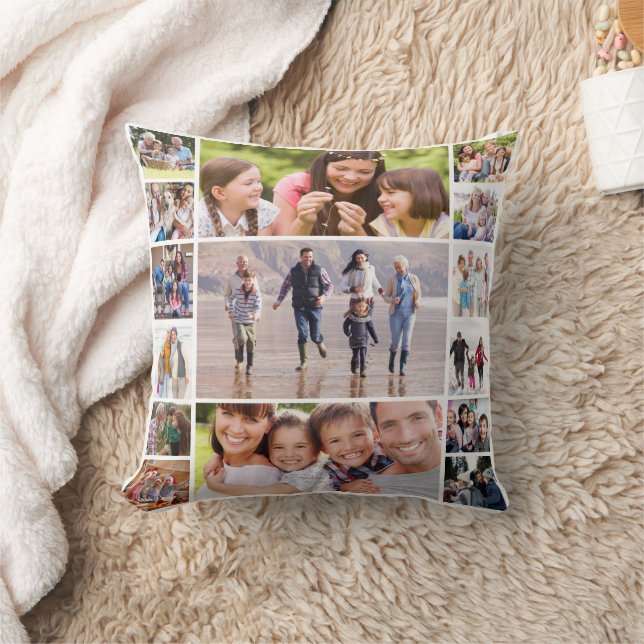 Create Your Own Photo Collage 15 Pictures White  Cushion (Blanket)