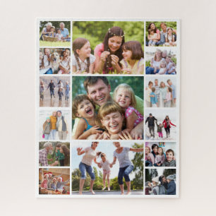 Create Your Own Photo Collage 15 Pictures White  Jigsaw Puzzle