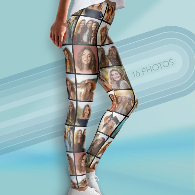 Create Your Own Photo Collage - 16 photos Leggings (Custom Leggings with 16 photos)