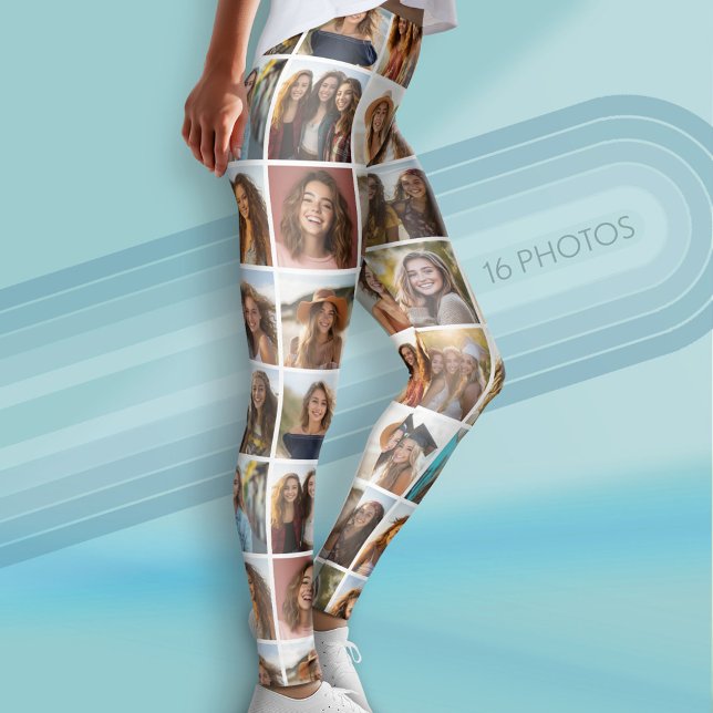 Create Your Own Photo Collage - 16 photos Leggings (Custom Leggings with 16 photos)