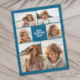 Create Your Own Photo Collage - 6 photos and Text Fleece Blanket