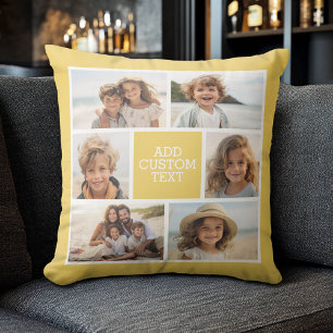 Create Your Own Photo Collage - 6 photos Monogram Cushion