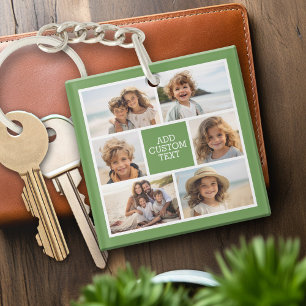 Create Your Own Photo Collage - 6 photos Monogram Key Ring