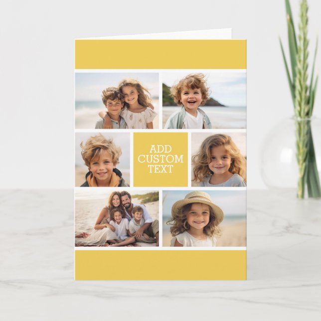 Create Your Own Photo Collage - 6 photos Monogram Note Card (Front)