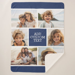 Create Your Own Photo Collage - 6 photos Monogram Sherpa Blanket
