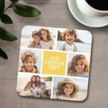Create Your Own Photo Collage - 6 photos Monogram Square Paper Coaster<br><div class="desc">Use up to six square photos to create a unique and personal gift. If you need to adjust the pictures,  click on the customise tool to make changes.</div>