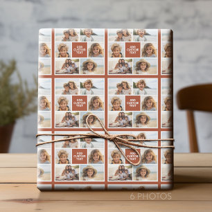Create Your Own Photo Collage - 6 photos Monogram Wrapping Paper