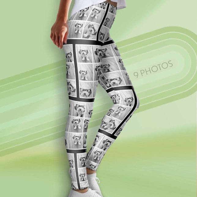 Create Your Own Photo Collage - 9 photos Leggings (Custom Photo Leggings - 9 Photos)