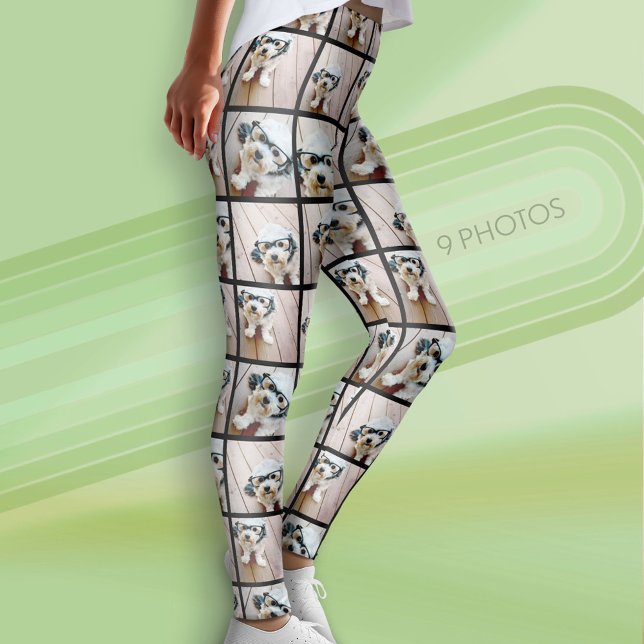Create Your Own Photo Collage - 9 photos Leggings (Custom Photo Leggings - 9 Photos)