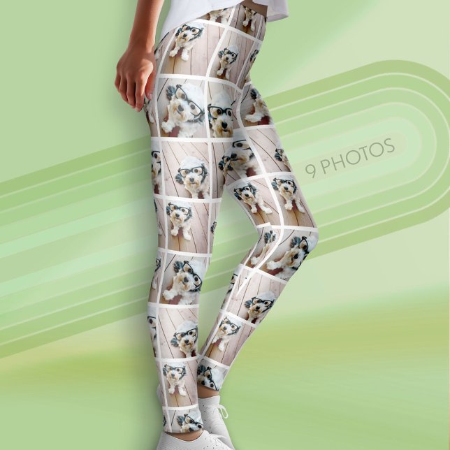 Create Your Own Photo Collage - 9 photos Leggings (Custom Photo Leggings - 9 Photos)