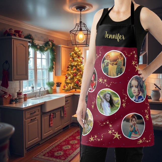 Create your own photo collage Christmas monogram Apron (Create your own photo collage Christmas monogrammed  Apron. Very personal and unique apron.)