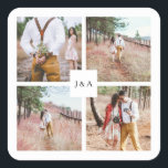 Create your own photo collage elegant wedding square sticker<br><div class="desc">Create your own photo collage elegant wedding envelope seals.
Add your own photos and monogram and create a very personal and unique wedding envelope seal.</div>