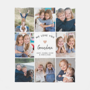 Create Your Own Photo Collage Grandma White Fleece Blanket